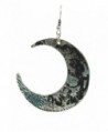 Restyle Goth Occult Textured Antique Silver Luna Large Crescent Moon Occult Witch Earrings - CU12GPJY0NT