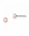 Sterling Silver 3-4mm Pink Freshwater Cultured Button Pearl Stud Earrings - CH12LHTWF3T