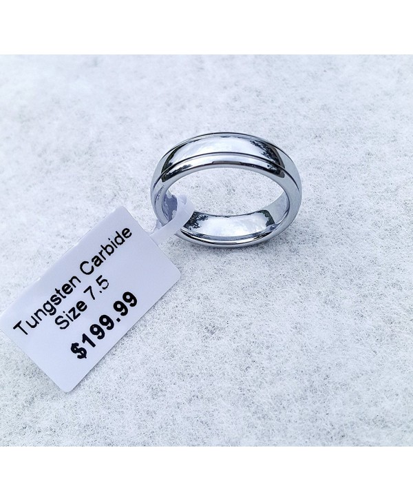 6mm Polished White Tungsten Wedding Ring for Women & Men- Double Grooved Retail Quality Comfort Fit - CY129SIEJE9
