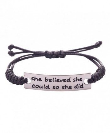 Jane Stone Fashion Inspirational Leather Bracelets Silver Plated Ornaments for Women Girls - Braided-Believe - CT12MYWDFB5