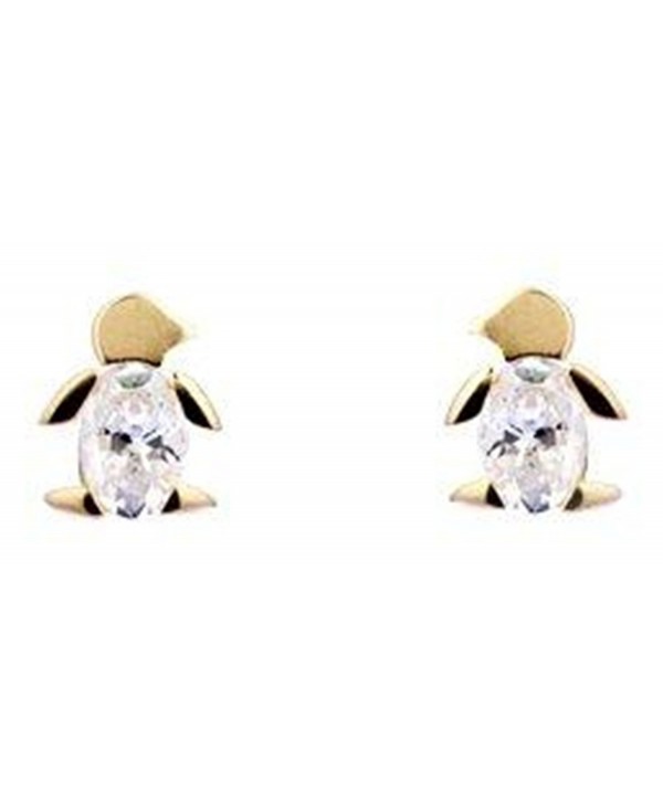 10K Gold CZ Penguin Earrings - C7118IVCLR5