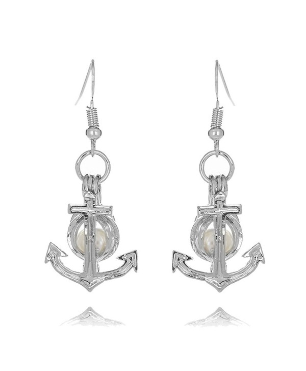 HENGSHENG Pearl Oyster Locket Cage 6-7 mm Freshwater Cultured Oval Pearls Arrow Pendant Dangle Earrings - White - C61852ASQR4