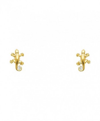 14k Yellow Gold Lizard Stud Earrings with Screw Back - CZ122E3Q7SB
