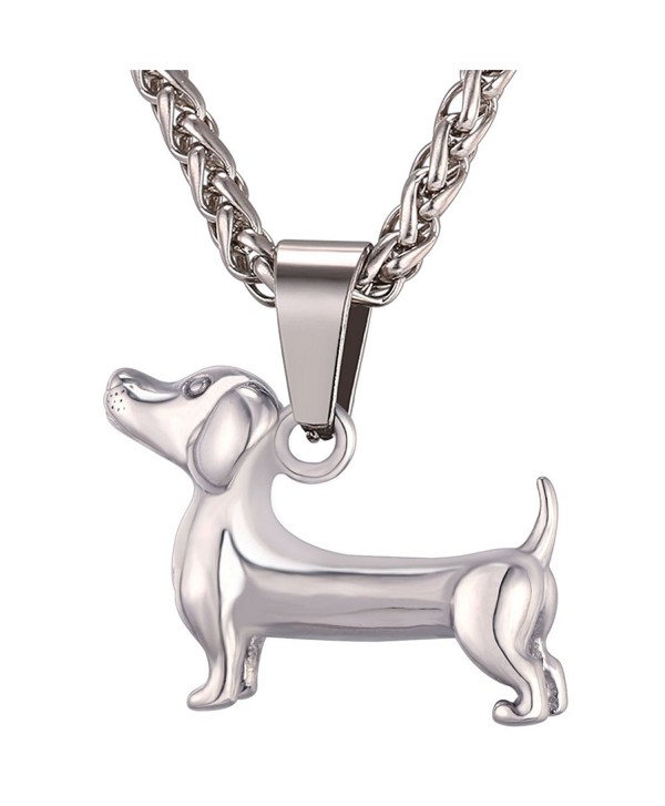 Cute Pet Dog Design Pendant Jewelry Stainless / 18K Gold Plated Dachshund Pendant Necklace - CQ17WWLD40Z