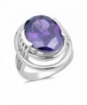 CHOOSE YOUR COLOR Sterling Silver Large Wide Ring - Simulated Amethyst - C112O5T5X7M