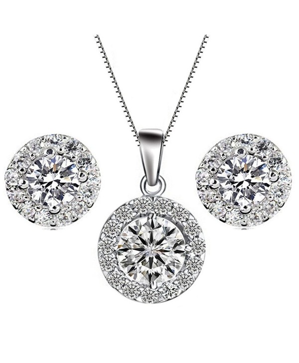 YiYi Operation Jewelry Sets Silver Necklace Earrings Chain Cubic Zirconia Women's Wedding - CJ12N2Q5BLI