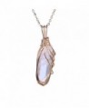 Bonnie Handmade Art Pendant Necklace Gold Wire Wrapped Rose Quartz Natural Stone Jewelry - C012LW1JACP