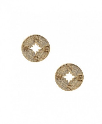 Spinningdaisy Handmade Brushed Metal Never Lost Compass Earrings - C31275QB3U9