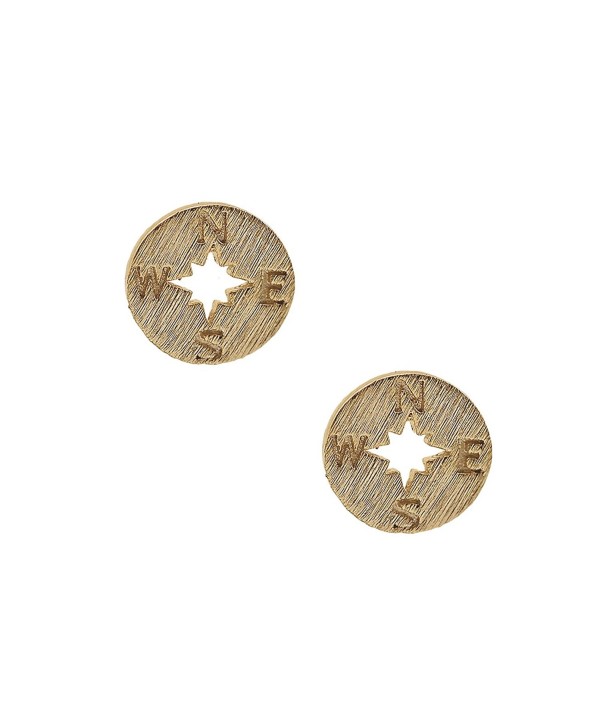 Spinningdaisy Handmade Brushed Metal Never Lost Compass Earrings - C31275QB3U9