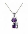 DreamsEden 18'' Silver Box Chain Women's Amethyst Cat Pendant Necklace- Purple (Gift Box & Greeting Card) - CP11XFTSKGB