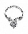 Wine Lover Pave Heart Bracelet Silver Plated Lobster Clasp Clear Crystal Charm - CT123HZTH5F