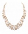 Wedding Bridal Statement Necklace Pearl Floral Leaf Branch Layer Bib Collars - gold - CH12LM9HMF5