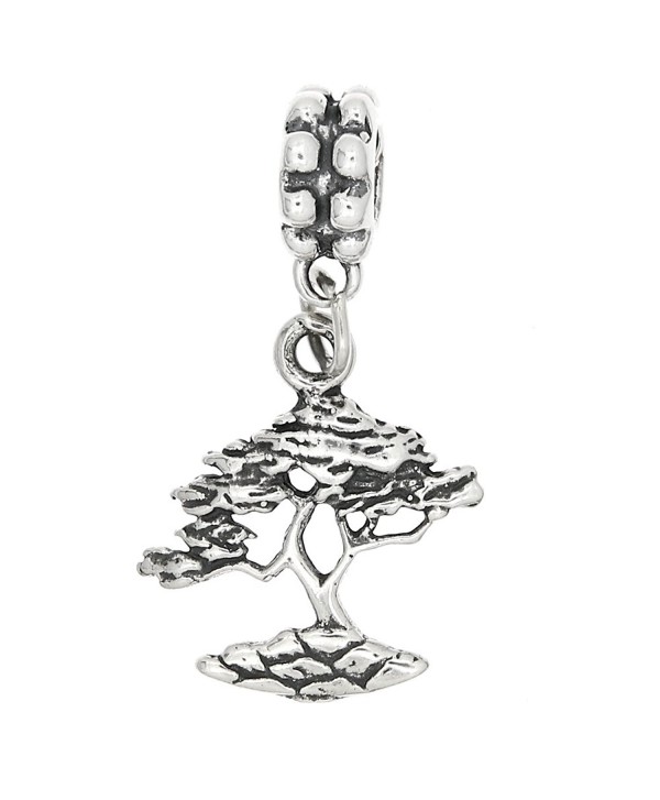 Sterling Silver Oxidized Bonsai Tree Dangle Bead Charm - CP115Y7VQTZ