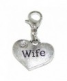 Pro Jewelry Dangling "Wife Heart w/ White Crystal" Clip-on Bead for Charm Bracelet 42888 - C111Q7QGW4L