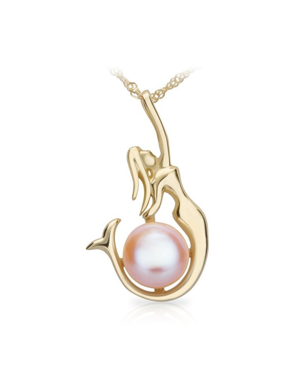 SIFUNUO Gold Necklace Pendant Pink Pearl Pendant Necklace Mermaid Necklace 18" - CM12MYJVJEN