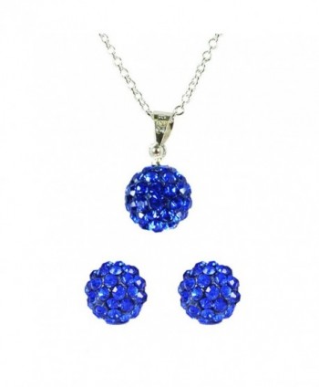 Wrapables Swarovski Elements Crystal Disco Ball Pendant Necklace and Stud Earrings Jewelry Set- Royal Blue - CZ11B0PA1VN