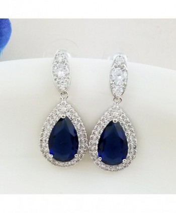 SELOVO Teardrop Sapphire Earrings Zirconia