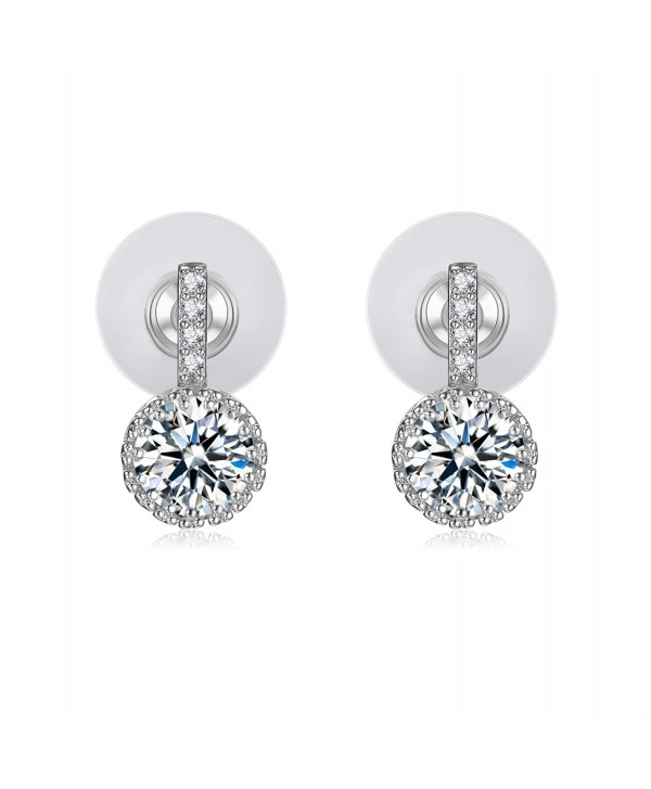 Cubic Zirconia Stud Earrings 18k White Gold-Plated Earrings Gifts for Women - VIKI LYNN - CC121B9JPDN