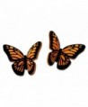 Sienna Sky Orange Monarch 3D Butterfly Hand Painted Small Stud Post Earrings with Gift Box Made USA - CN182HARXZQ