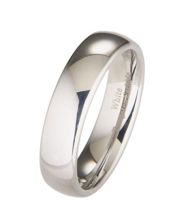 MJ 6mm White Tungsten Carbide Polished Classic Wedding Ring - C711H9RPRQV