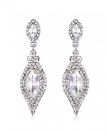 Janefashions BRIDAL AUSTRIAN CRYSTAL RHINESTONE SILVER CHANDELIER DANGLE EARRINGS GIFT E2087 (White) - CZ12O7CDGQL