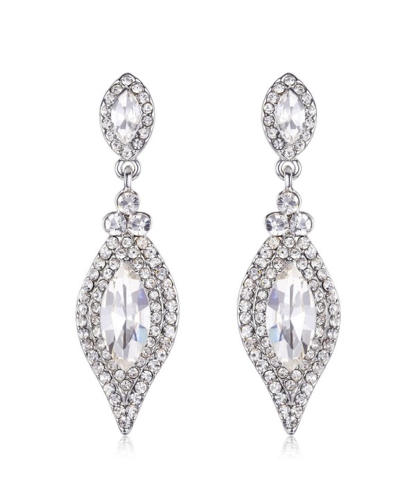 Janefashions BRIDAL AUSTRIAN CRYSTAL RHINESTONE SILVER CHANDELIER DANGLE EARRINGS GIFT E2087 (White) - CZ12O7CDGQL