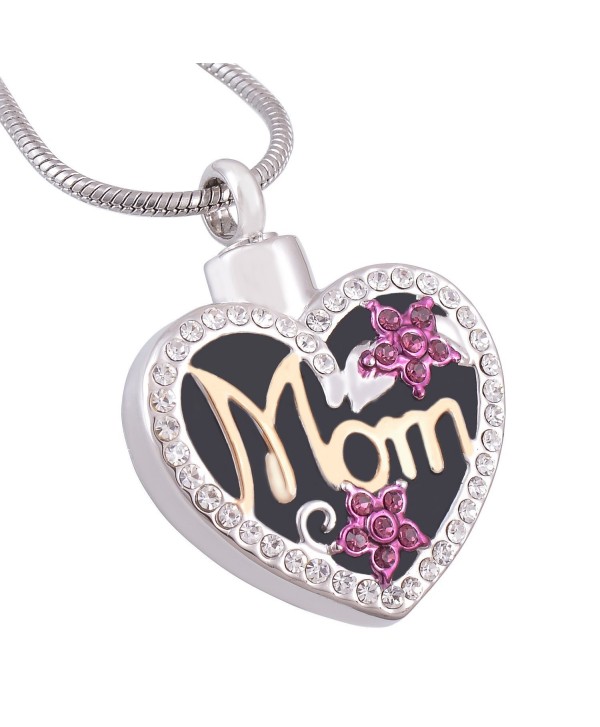 Eternally Loved Mom in Heart Engravable Cremation Necklace Two Tone Ashes Urn Memorial Pendant Jewelry for Women - C612BB92GR5
