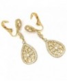 Sparkly Bride Earrings Wedding Teardrop in Women's Clip-Ons Earrings