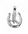 925 Sterling Silver Lucky Horseshoe with Cowboy Boot Charm Pendant - CL122XHWX3L