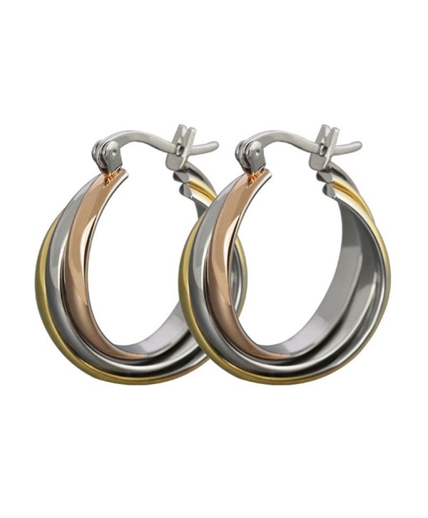 AMDXD Jewelry Titanium Stainless Steel Women's Fashion Hoop Earrings Three-colour Rings Width 21.5MM - CY11MULG4QD