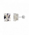 Sterling Silver Cubic Zirconia Emerald cut Earrings Studs 8 carat/pair - CV112672QQN