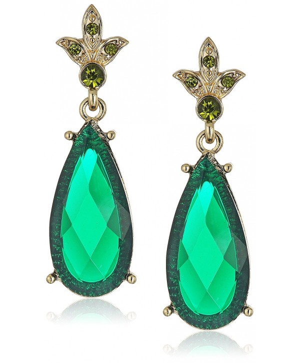 1928 Jewelry Silver-Tone Faceted Teardrop and Crystal Drop Earrings - Green - CG11S2Q4FVL
