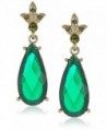 1928 Jewelry Silver-Tone Faceted Teardrop and Crystal Drop Earrings - Green - CG11S2Q4FVL