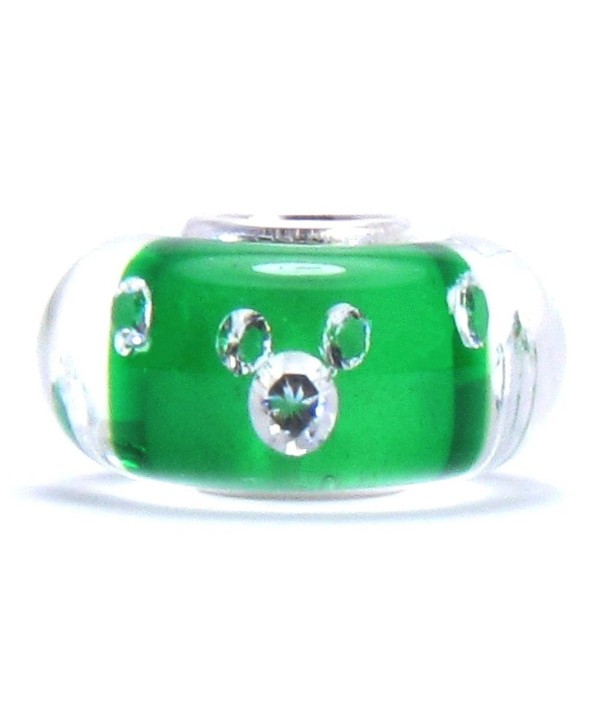Bella Fascini CZ MICKEY 925 Sterling Silver Core Fits Compatible Bracelets and Bangles (Green) - C3118R6TOG7