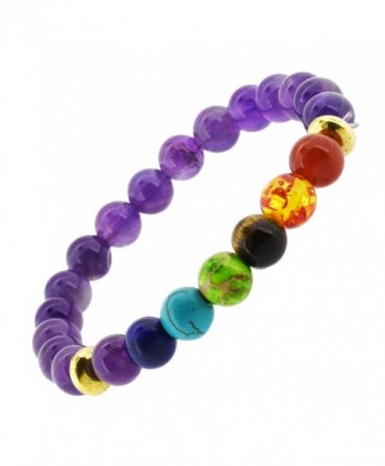 7 Chakra Balancing Stones Meditation Yoga Jewelry Stretch Bracelet - CH12EGTFMKF