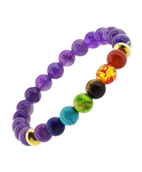 7 Chakra Balancing Stones Meditation Yoga Jewelry Stretch Bracelet - CH12EGTFMKF