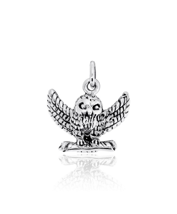 WithLoveSilver Solid Sterling Silver 925 3D HP Owl Pendant - C111F929BNN