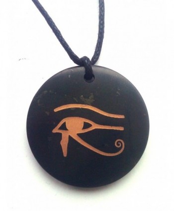 Karelia Shungite Pendant natural - Karelian Shungite EMF Protection- energy necklace - """Eye of Horus"" Circle" - CS17YQOCGQ6