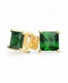 Bling Jewelry Square CZ Princess Cut Simulated Emerald May Birthstone Stud earrings Gold Plated 7mm - CB11KWAR1ER