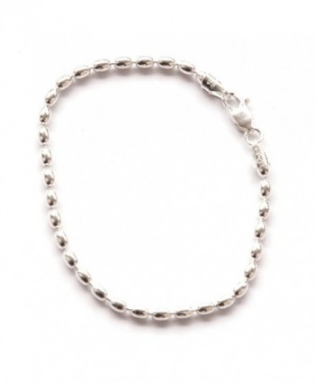 7-inch St. Silver Famous Charleston 400g Rice Bead Link Bracelet For Women Sturdy Bracelet 4x5 mm Beads - CU129IMD5DB