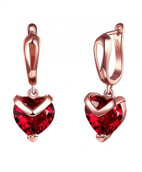 Yozone Heart Shaped Inlaid Red Diamond Earrings Rose Gold Ear Buckle - Red - C717YLDRGR8