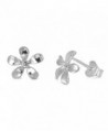 Sterling Silver Plumeria Flower Stud Earrings - 9mm - CC11CM964X1
