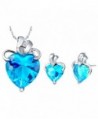 Jewelry Sets- Layla White Gold Plated Crystal Bridal Pendant Necklace Earrings Sets - Blue(Heart Drop) - CC11Z6EWATZ