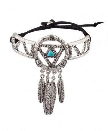 Lux Accessories Dream Catcher Navajo Leaf Bracelet - Burnish Silver - CN12FC0KPBN