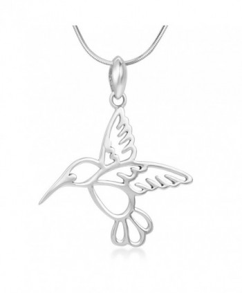 925 Sterling Silver Open Beautiful Flying Hummingbird Pendant Necklace for Women- 18" Chain - CX12BJVFZ87