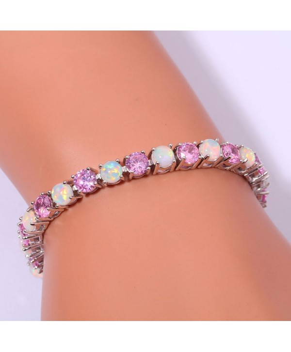 CiNily Created Jewelry Gemstone Bracelet - White & Pink - CR12N7CL69W