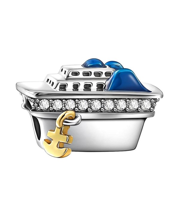 SOUFEEL Bon Voyage Cruise Ship Charm Crystal 925 Sterling Silver Fits European Charms Bracelets - CD12I4FX0ZV