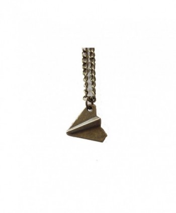 Ancient Bronze Paper Airplane Necklace - CC127XLICB9