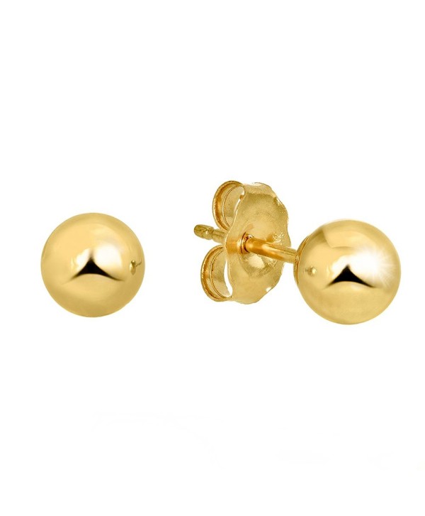 JewelStop 14k Real Yellow Gold Stud Ball Earrings- Gold Friction Backs - 5 mm - CF11Y700GEB