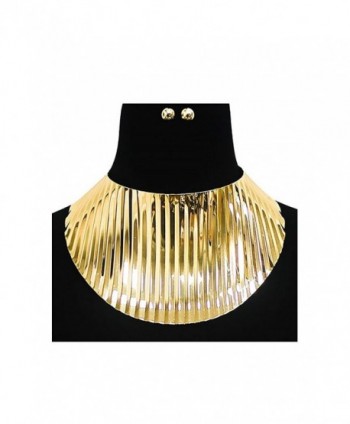 Womens Big Thick Oversized Metal Choker Necklace KS7012 - Gold (KS7015) - CG182AOQI8E